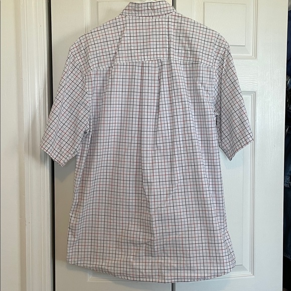 Men's L Wrangler White check Button down short sleeve Shirt left breast pocket - Picture 7 of 10